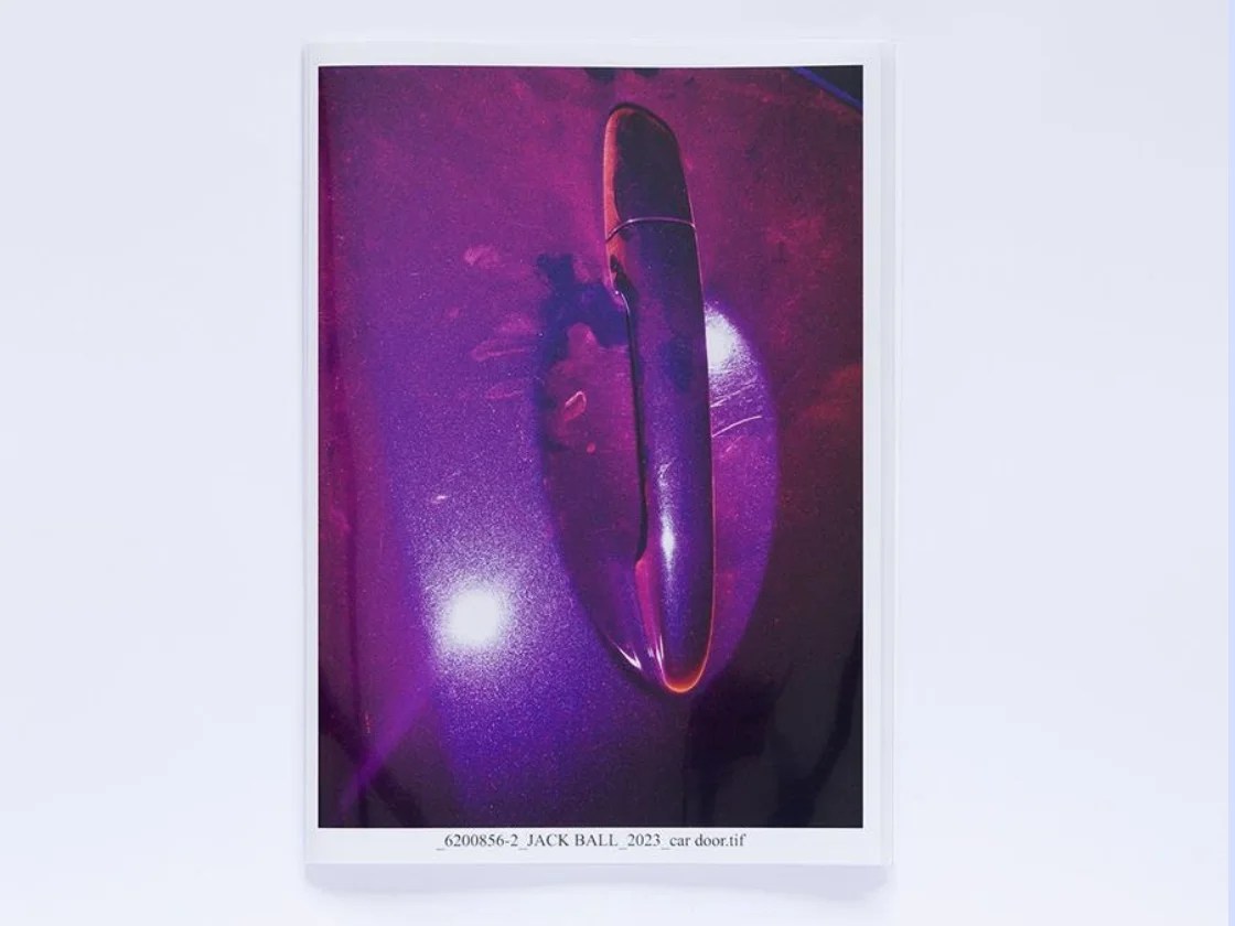 book cover with purple organic digital form. art books